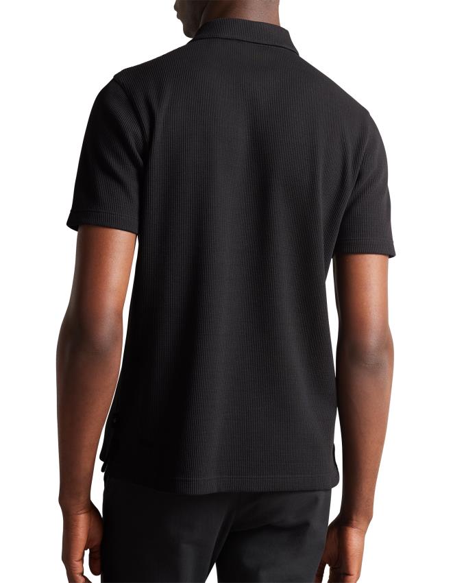 Polo Ted Baker Short Sleeve Regular Fit Textured Noir Homme | MDE-54062623